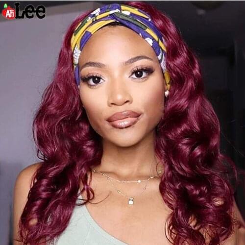 AliLee 99J Headband Wig Colored Human Hair Wigs for Black Women Peruvian Body Wave Full Machine Hand Made Wig Remy Hair