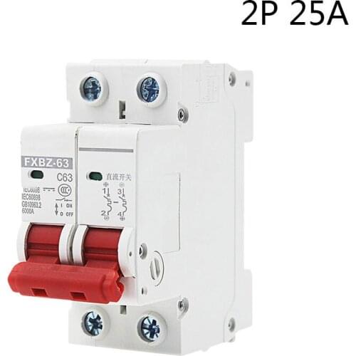 Solor DC 2P 25A DC 500V Solar Energy Circuit breaker MCB C63 DC Circuit breakers FOR PV System