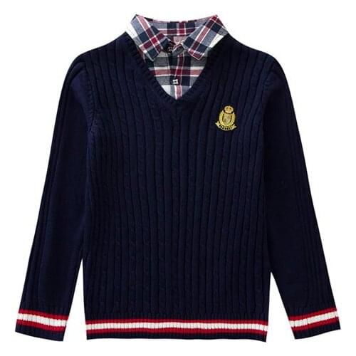 Childrens clothes Boy cotton sweater collar sweater 5-16 years old