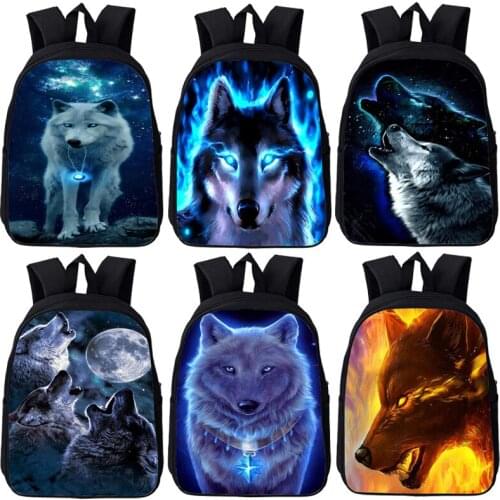 Toddler Animal Wolf Kindergarten Backpack Primary Students School Backpacks Kids 3D Printing Book Bag Kids Mini Knapsack Mochila