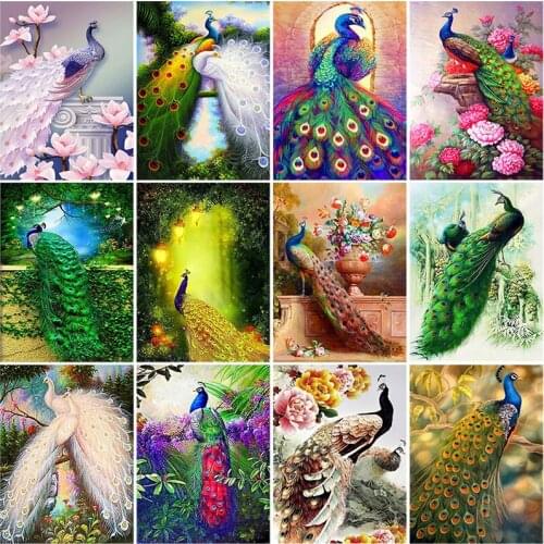 DIY Peacock 5D Diamond Painting Cross Stitch Full Round Drill Mosaic Bird Diamond Embroidery Cross Stitch Home Decor Gift