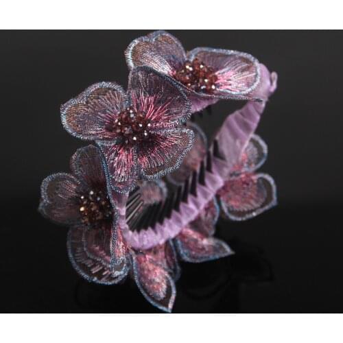 Elegant Embroideried Banana Clip with Flower Beads for Hair Clips Clamp Claws Hairgrip Girls Hairpins Hair Accessories for Women