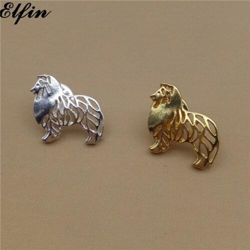 Elfin Cute Shetland Sheepdog Brooches Gold Color Silver Color Standing Rough Collie Brooches Jewellery