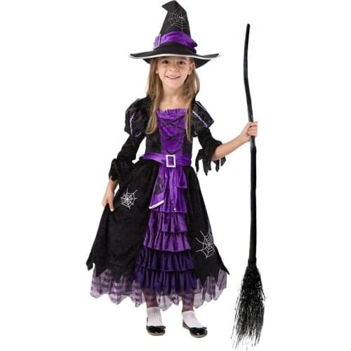 Purple Fairytale Cute Witch Costume Deluxe Set for Girls Cosplay Costume Halloween Fancy Dress