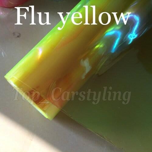 0.3x10m fluorescent yellow Headlight Tint Film Car Taillight Fog Vinyl NEOCHROME HeadlampTinting Foil Rainbow covering Vinyl