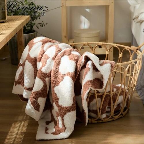 REGINA Comfy Soft Leopard Plaid Throw Blanket All Season Elegant Fuzzy Fluffy Microfiber Knitted Thermal Blankets For Bed Sofa