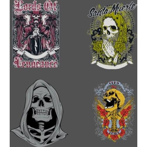HOT Trend Grotesque Skull Pattern On Clothes Applique Decor Heat Vinyl Ironing Stickers Decor DIY Appliques Washable