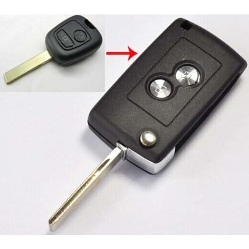 2 buttons modified filp folding remote key shell Case for Peugeot 307 HU83 Blade with Groove +Free Shipping