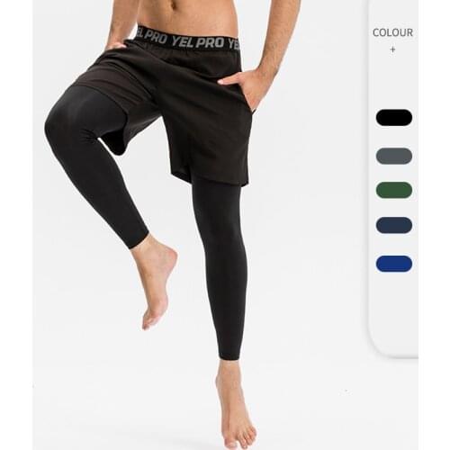 Mens Compression Pants and Shorts Quick Dry Double-Layered Sweatpants Stretch Training Jogging Sportswear Workout Spandex Pants