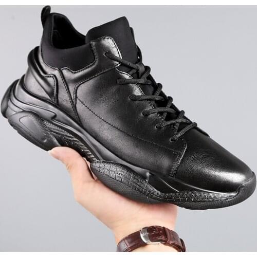 3 CM Height Increase Leather Casual Men Sneakers Men Elevator Shoes Thick Sole Young Men Daily Footwear Spring/Autumn