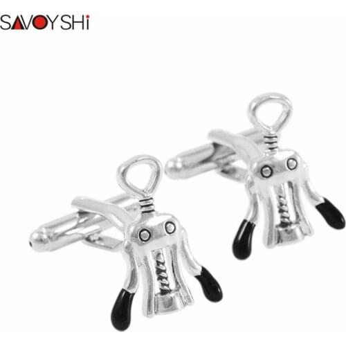 SAVOYSHI Fashion Corkscrew Cufflinks for Mens Shirt Cuff High Quality Black Novelty Enamel Cufflinks Brand Jewelry Design