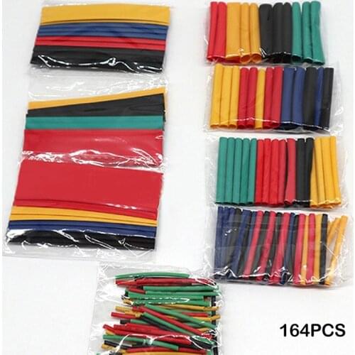 164pcs Heat Shrink Tube Kit Shrinking Assorted Polyolefin Insulation Sleeving Heat Shrink Tubing Wire Cable 8 Sizes 2:1 s