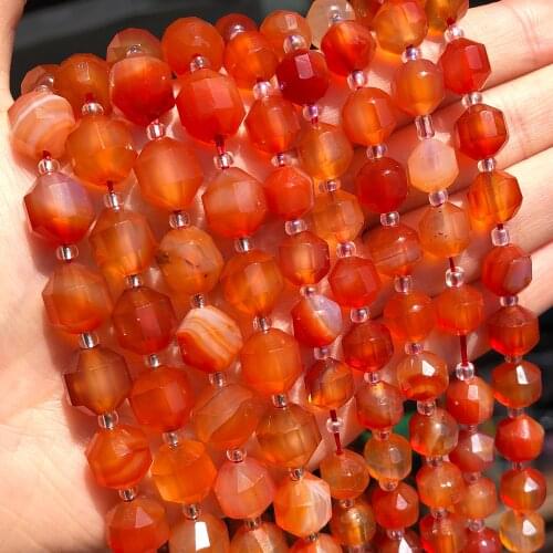 Natural Faceted Stone Beads Olive Shape Red Persian Agates Loose Spacer Beads For Jewelry DIY Making Bracelet Accessories 15
