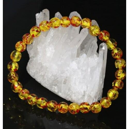 New fashion Bohemia style trendy synthetic resin beeswax popcorn 8mm round beads bracelet for women jewelry making 7.5inch B2150