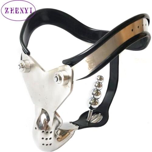 New BDSM Male Chastity Belt Panty With Aanl Beads Plug Stainless Steel Silicone Chastity Device Cock Cage Slave Toys For Men