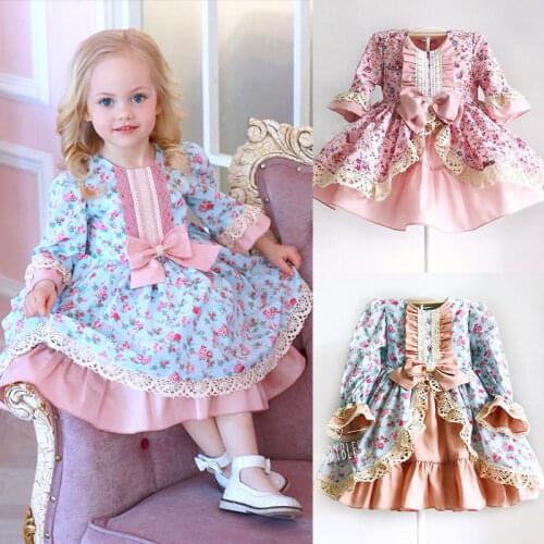 Pudcoco Girl Dress 1Y-5Y AU Toddler Kids Baby Girl Lace Bowknot Dress Wedding Party Princess Dresses