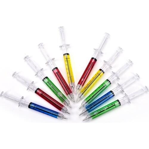 Syringe Injection Shape Ballpen 4Pcs/Set Doctor Nurse Gift Liquid Pen Ballpoint