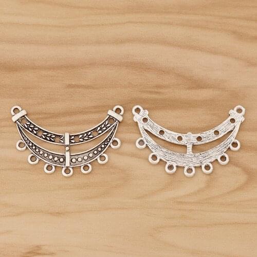 10 Pieces Tibetan Silver Bohemia Boho Crescent Moon Chandelier Connector Charms Pendants for DIY Jewellery Making Accessories