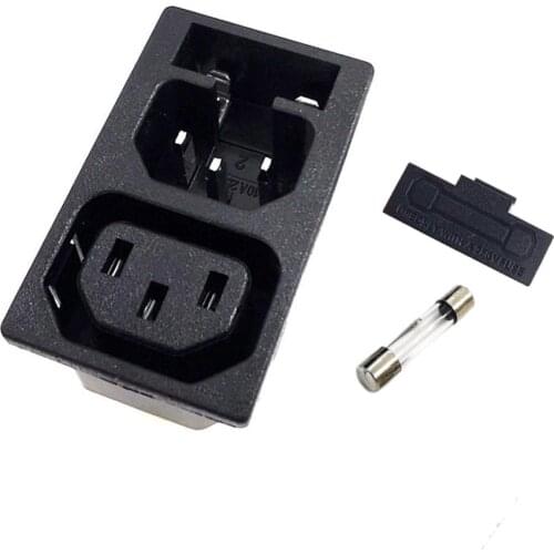 IEC C13 Male C14 Female Power Socket Adapter Plug AC 250V 10A/15A with Fuse Holder