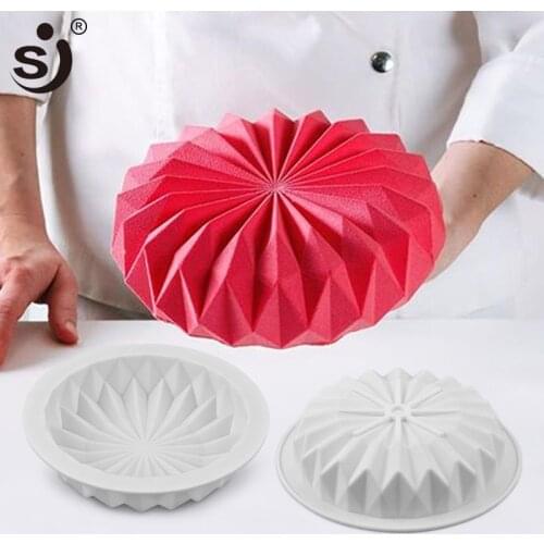 SJ Mousse Silicone Cake Mold 3D Pan Round Origami Cake Mould Decorating Tools Mousse Make Dessert Pan Accessories Bakeware