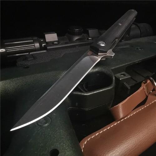 Stainless Steel Folding Knife, Sharp Pocket Knife, Camping Jungle Hunting Knife, Black G10 Handle, Outdoor Barbecue Tool