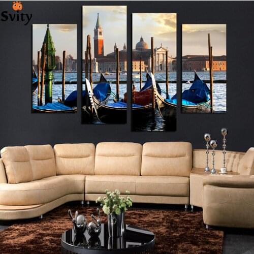 Modern Decor Paintings The River Vltava Landscape Canvas Painting European Traditional Building Wall Pictures For Room F1851