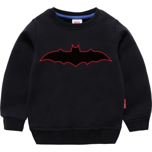 Children Sweatshirt Kids Boys Girls Toddler Hoodies Tops Clothing Autumn Print Bat Spring Clothes Black Cartoon Long Sleeves