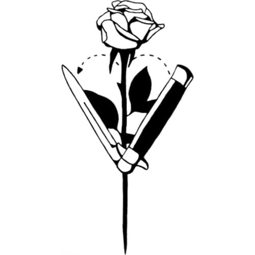 Tattoo Sticker Body Art Black White Drawing Little Element flower rose knife Water Transfer Temporary Fake tatto flash tatoo