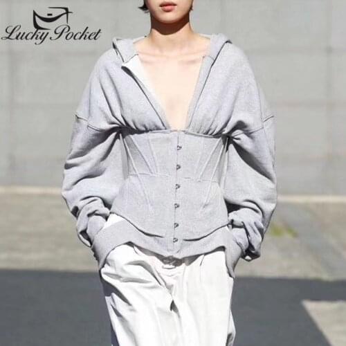 Women Spring Autumn Fashion Solid Color Casual Cotton Hoodies Ladies New Oversize Zip-up Outerwear Female Brand Sweatshirt ML130