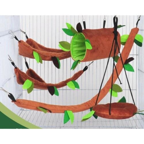 Hamster Cage Hammock Small Squirrel Toy House Small Pet Tree Stump Tunnel Chinchilla Squirrel Dollhouse