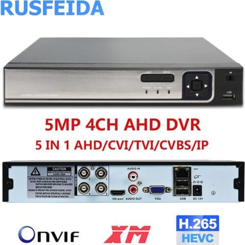 RUSFEIDA 4K-N 5MP 4CH H.265 Face Detection 5 in 1 AHD DVR Video Recorder ONVIF P2P XMeye HDMI CCTV System for Analog IP Camera