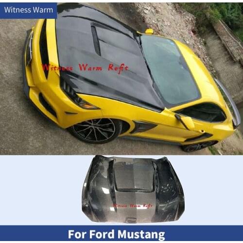 High Quality Carbon Fiber / FRP Unpainted Engine Hood Bonnets Engine Covers Car Styling For Ford Mustang GT350 Car Body Kit