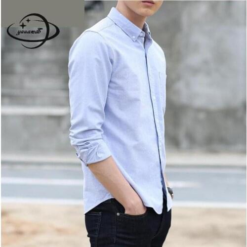 Yauamdb Men Shirt 2017 Autumn Winter Size S-4xl Cotton Male Solid Long Sleeve Shirt Turn-down Collar Loose Pocket Clothing Y57