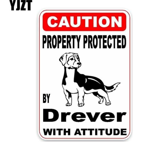 YJZT 10*14.2CM Property Protected By Drever Dog PVC High Quality Material Car Sticker C1-4509