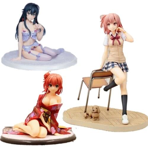 Yuigahama Yui Sitting with Chair School Girl Action Figure Model Anime My Teen Romantic Comedy SNAFU PVC Model Figure Toy 18cm
