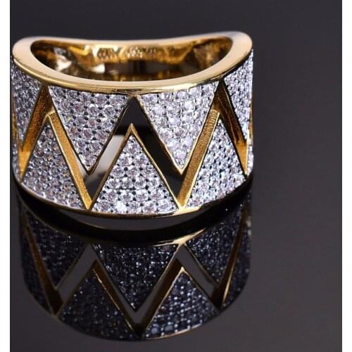 Hip Hop Jewelry New Fashion Iced Out Bling Mens Brass Hollow Out Ring Pave AAA CZ Size 8-12 Gifts for Men and Women