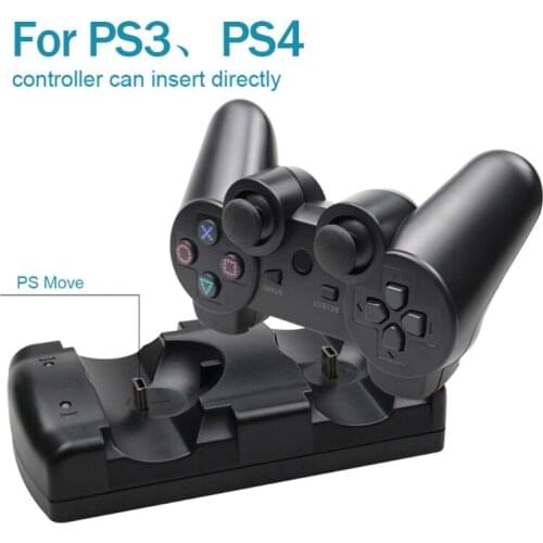 Charging Dock Station 3 in 1 Charger Stand with LED Light Indicator Compatible with PS4/PS3/PS3 Move Wireless Controller
