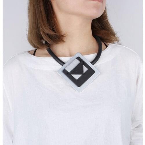 YD&YDBZ Big Square Pendant Choker Necklaces Women Punk Style Rubber Chunky Chain Short Necklace Festival Mother Day Gift Jewelry