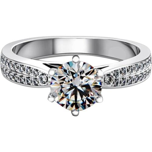 Test Positive Prongs 1.5CT Moissanite Royal Crown Brand Engagement Diamond Ring Women 18K White Gold Jewelry Moissanite Ring