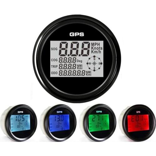 1pc Digital Odometers 0-999Mph Km/h Knots GPS Speedometers 85mm Black Trip Meters with GPS Antenna for Car Boat Motorcycle Truck