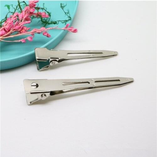 100pcs 4.5/5.5 cm Silver Color Flat Metal Single Pointed Hair Clips for Bows DIY Jewelry Accessory