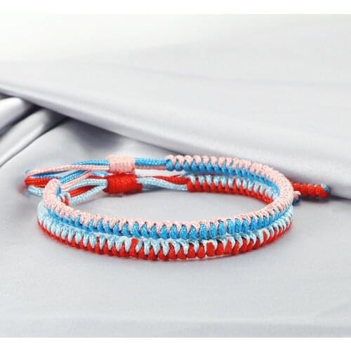 2Pcs/Set Couple Bracelet Women Men Lucky Woven Buddha Anklet Bracelets Pair Bangles Handmade Knots Rope Chain Charm Jewelry Gift