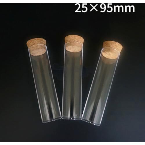 20pcs/30pcs/50pcs/100pcs 25x95mm Lab Flat Bottom Plastic Test Tubes Sample Cup Packing Tube With Cork Stopper