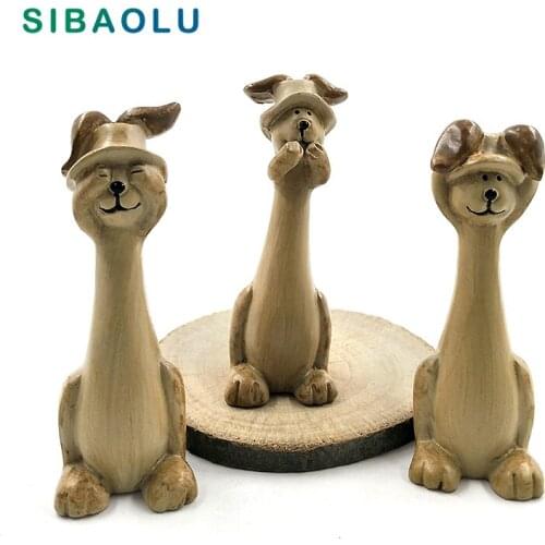 3pcs No See No Listen Speak Listen Rabbit Miniature figurine Home Decoration Mini Fairy Garden statue Resin craft toy ornaments