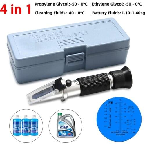 4 in 1 Automotive Antifreez Refractometer Freezing point Urea Adblue Battery fluid Glass water tester meter ATC Tool With box