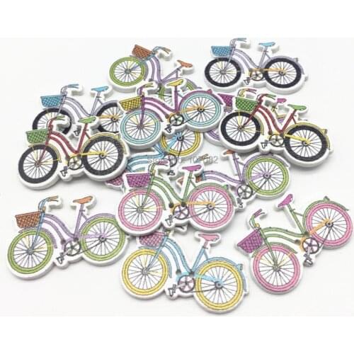 400pcs 32x19mm Mixed Wood Bikes Bicycle Buttons Sewing Cartoon Button Embellishments Crafts Scrapbooking Cardmaking