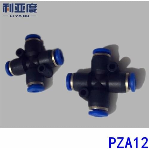 50PCS/LOT PZA12 Black/White Four-way pipe joint cross plastic connectors, pneumatic quick connector