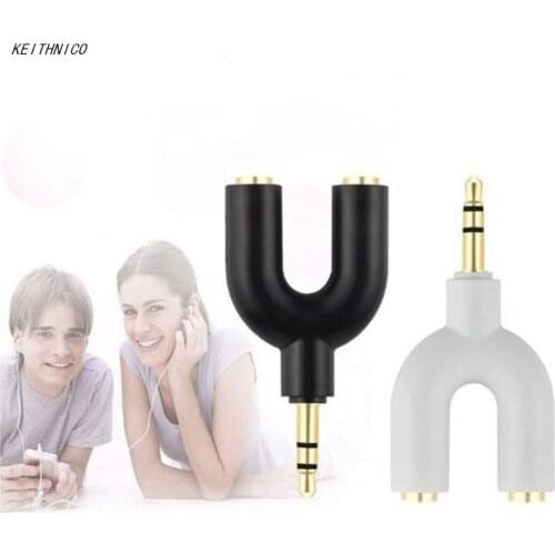 6Pcs 3.5mm Audio Jack Spliter 1 Input 2 Output Headphone Microphone U Splitter Converter Adapter for All of 3.5mm Jack Devices