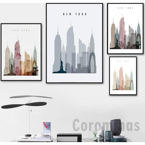 Abstract Picture New York City Skyline Wall Art Canvas Painting Statue Of Liberty Empire State Building Poster Prints Home Decor