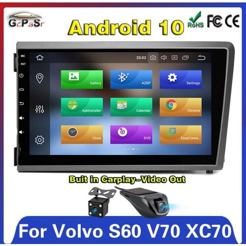 8 core 2 Din Android 10 4G+64G Car Multimedia player DVD GPS audio For Volvo S60 V70 XC70 2001 2002 2003 2004 Car radio Wifi
